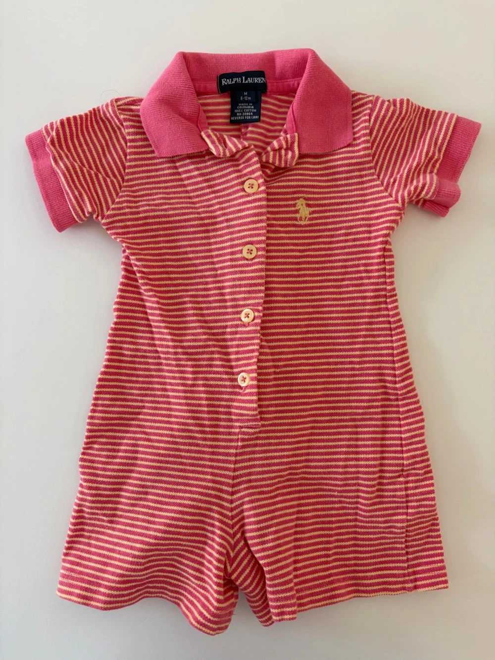 Ralph Lauren Baby Vintage Button Down One Piece Knit Romper 6-12 Months